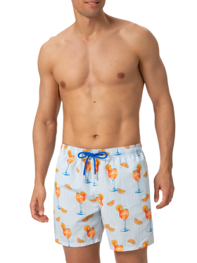 Mittellange Gustavia Badeshorts mit Aperol Spritz und Streifen-Print | APEROL SPECIAL EDITION