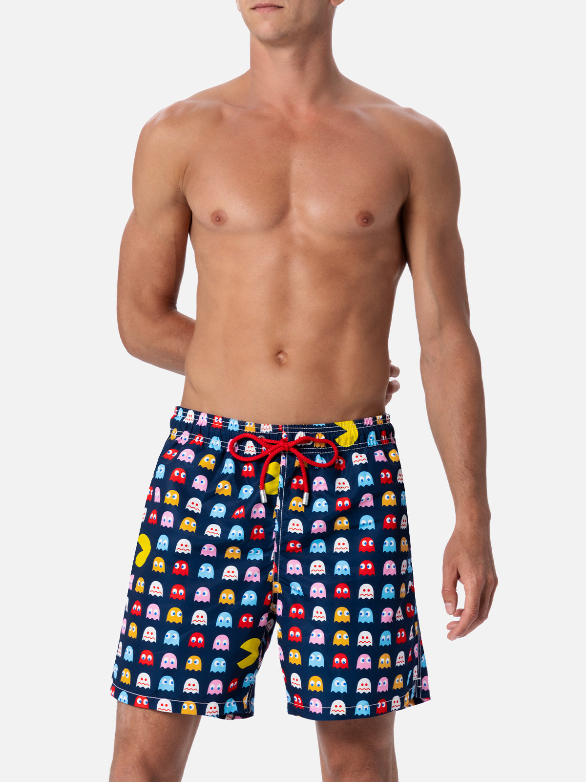 Mittellange Gustavia-Badeshorts für Herren mit Pac-Man-Aufdruck | PAC MAN SONDEREDITION