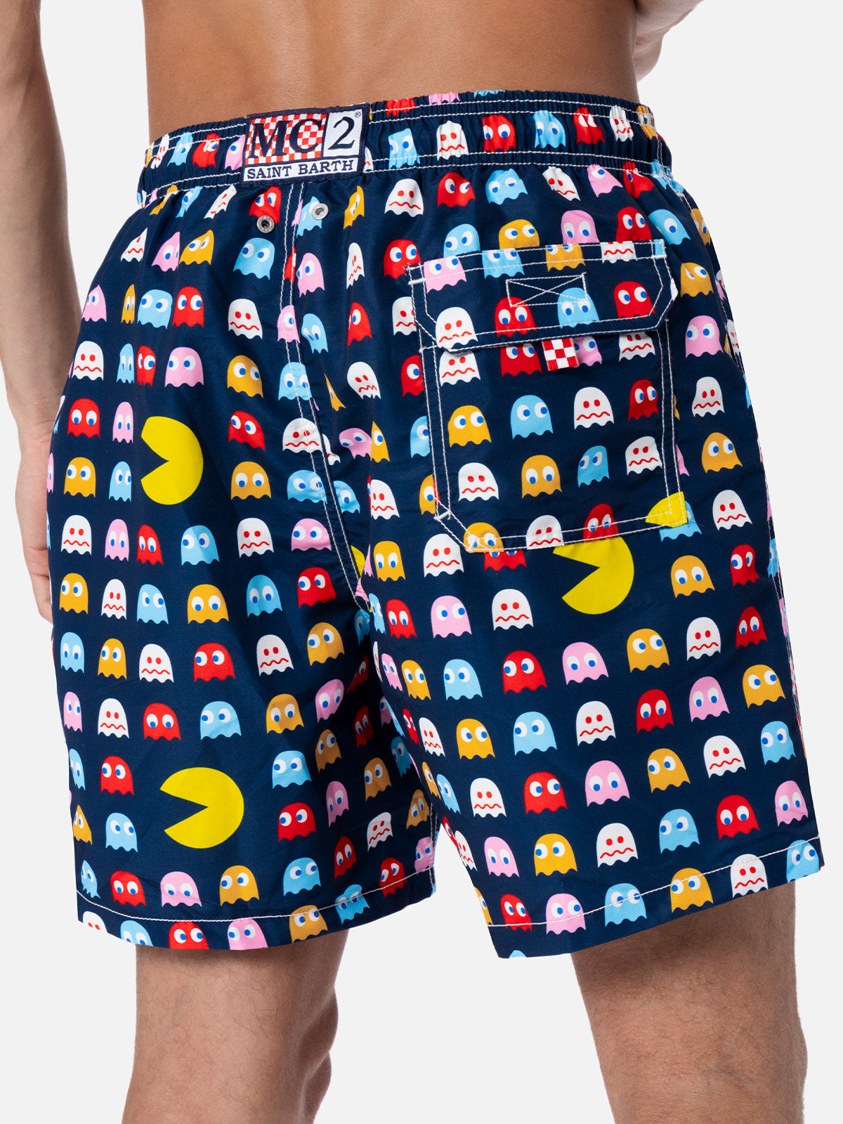 Mittellange Gustavia-Badeshorts für Herren mit Pac-Man-Aufdruck | PAC MAN SONDEREDITION