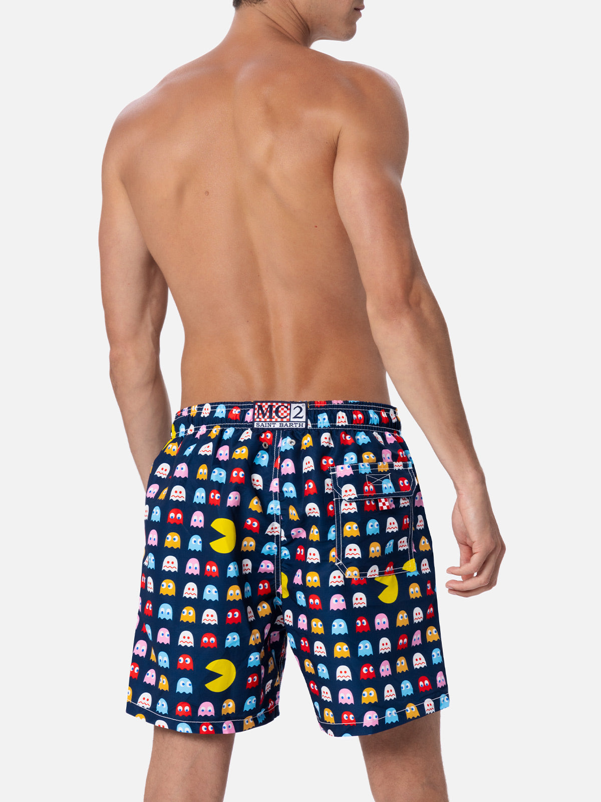 Mittellange Gustavia-Badeshorts für Herren mit Pac-Man-Aufdruck | PAC MAN SONDEREDITION