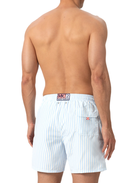 Mittellange gestreifte Badeshorts Gustavia mit St. Barth-Stickerei