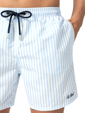 Mittellange gestreifte Badeshorts Gustavia mit St. Barth-Stickerei