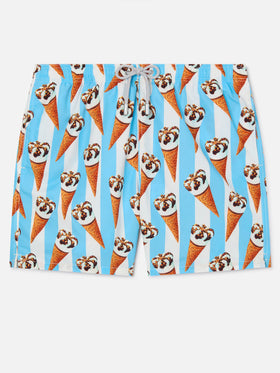 Costume mare Gustavia stampa Cornetto e righe azzurre | Special Edition