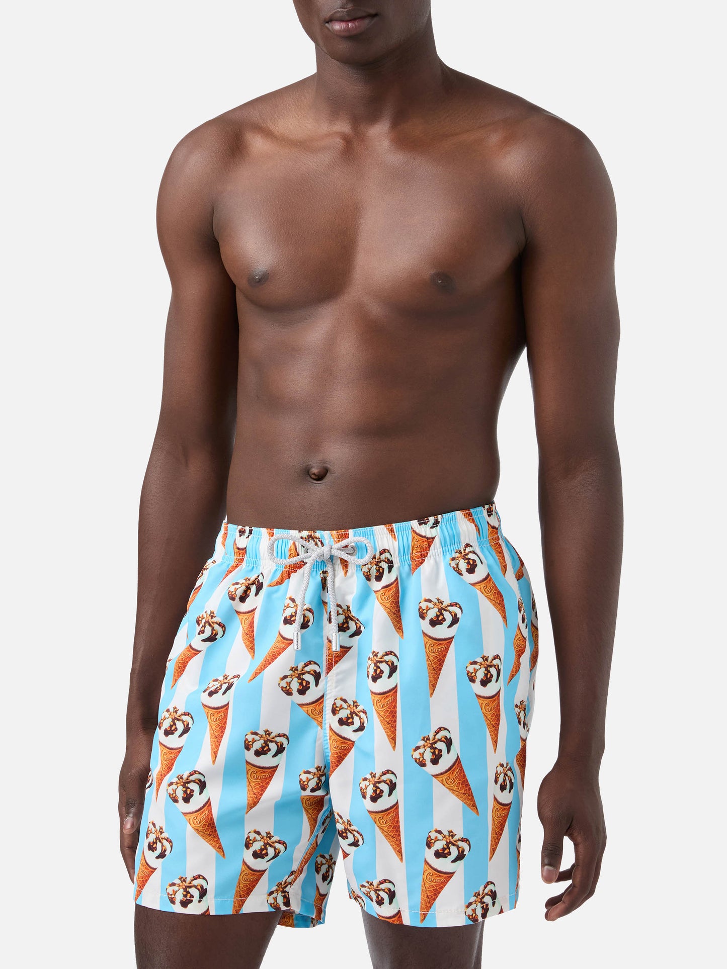 Costume mare Gustavia stampa Cornetto e righe azzurre | Special Edition