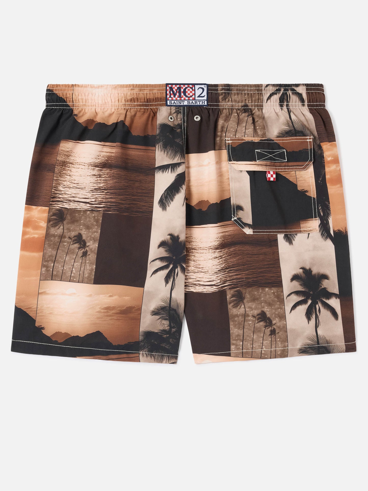 Gustavia-Badeshorts mit Sonnenuntergangs-Print | Special Edition 