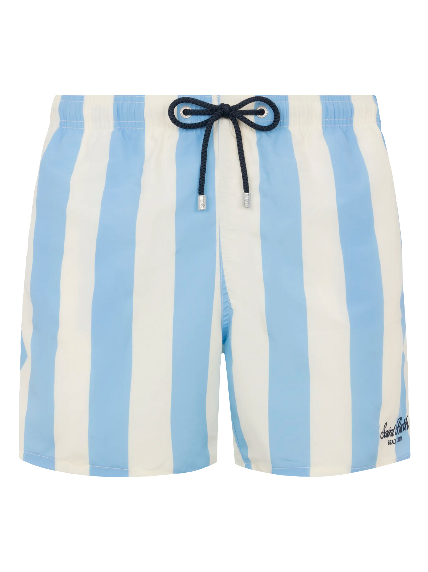 Mittellange gestreifte Badeshorts Gustavia mit St. Barth-Stickerei