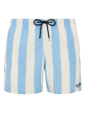 Mittellange gestreifte Badeshorts Gustavia mit St. Barth-Stickerei