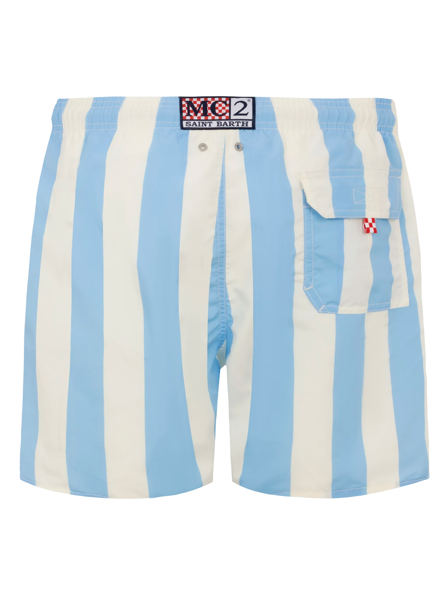 Mittellange gestreifte Badeshorts Gustavia mit St. Barth-Stickerei