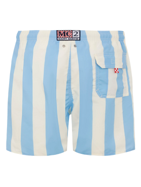 Mittellange gestreifte Badeshorts Gustavia mit St. Barth-Stickerei