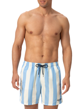 Mittellange gestreifte Badeshorts Gustavia mit St. Barth-Stickerei