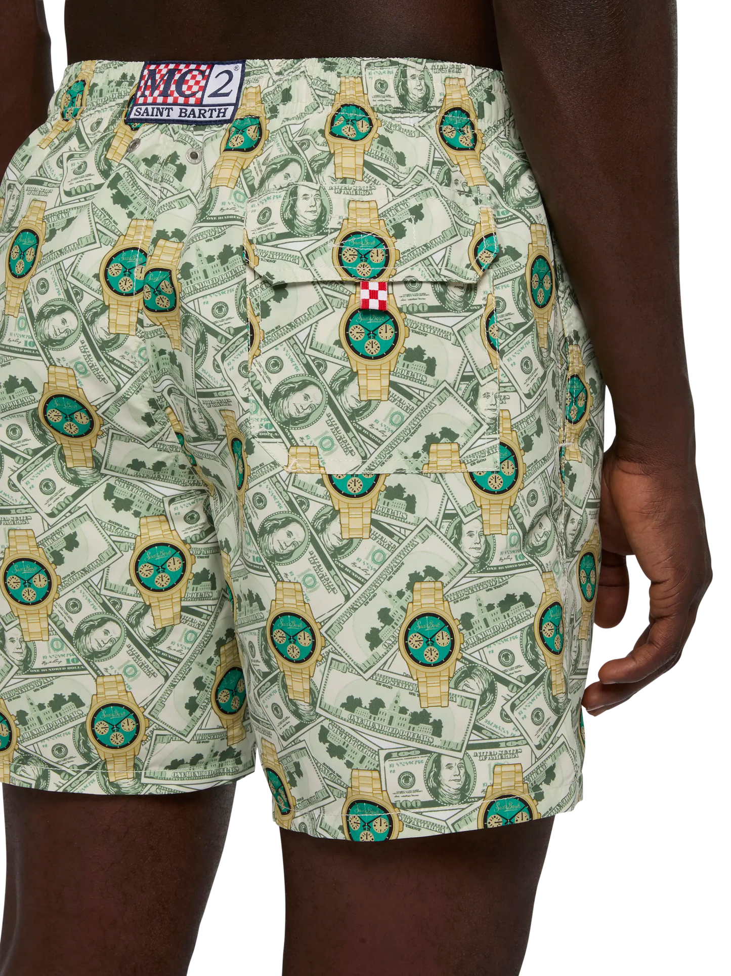 Costume mare lunghezza media Gustavia con stampa orologi