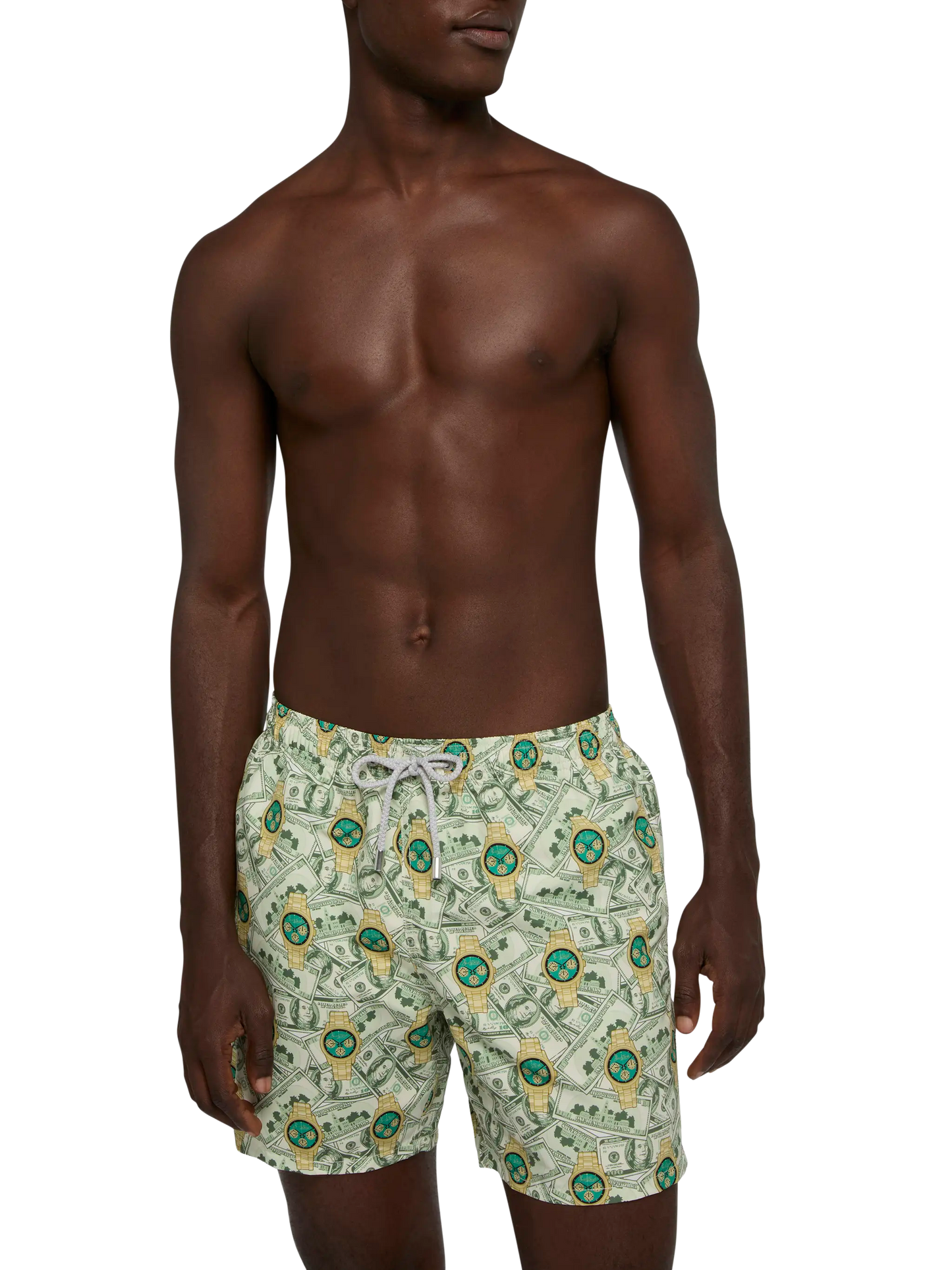 Costume mare lunghezza media Gustavia con stampa orologi