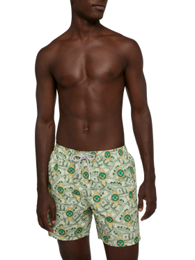 Costume mare lunghezza media Gustavia con stampa orologi