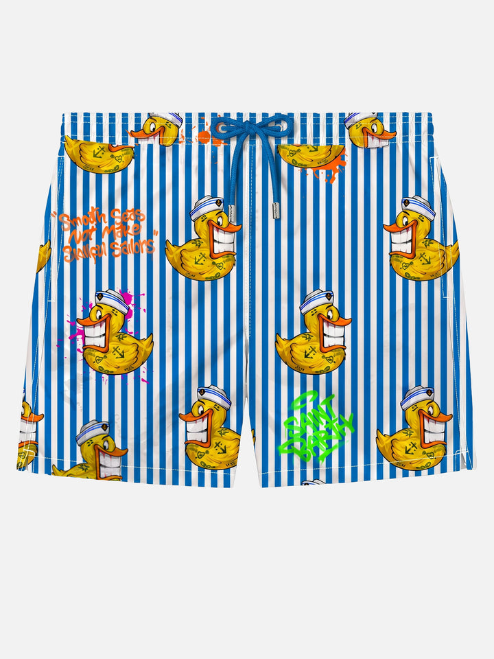 Klassische Herren-Badeshorts mit Crypto-Enten-Print | CRYPTO PUPPETS® SONDERAUSGABE