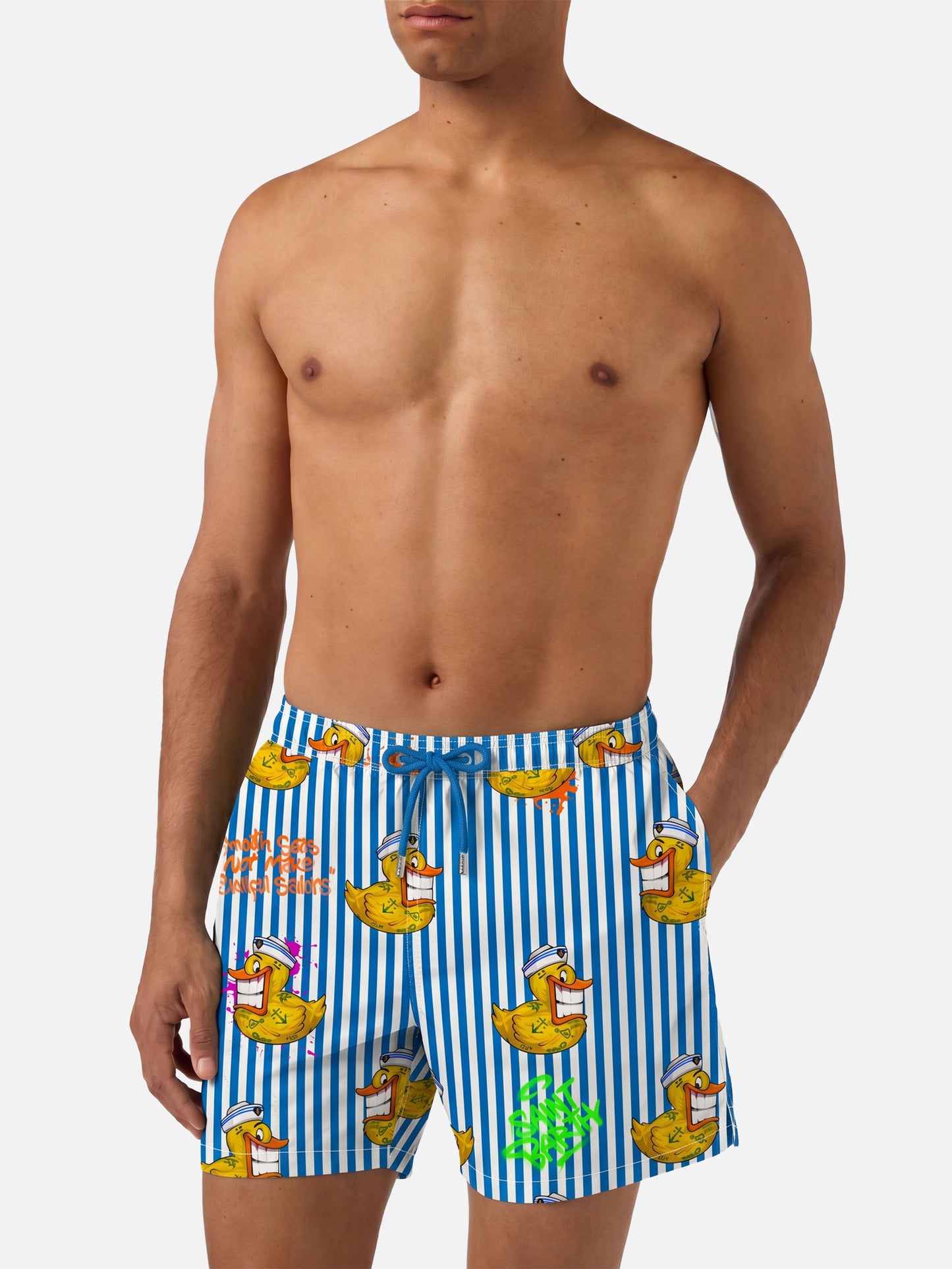 Klassische Herren-Badeshorts mit Crypto-Enten-Print | CRYPTO PUPPETS® SONDERAUSGABE