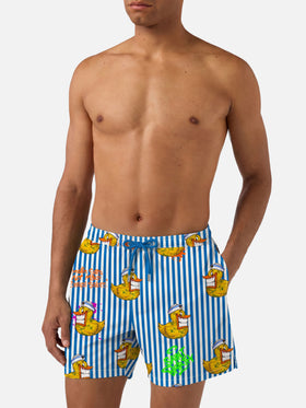 Klassische Herren-Badeshorts mit Crypto-Enten-Print | CRYPTO PUPPETS® SONDERAUSGABE