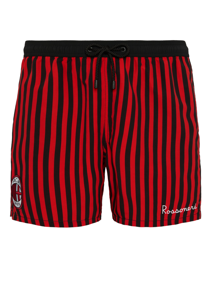 Mid-length Gustavia swim-shorts with Milan print | AC MILAN SPECIAL EDITION - MC2 Saint Barth