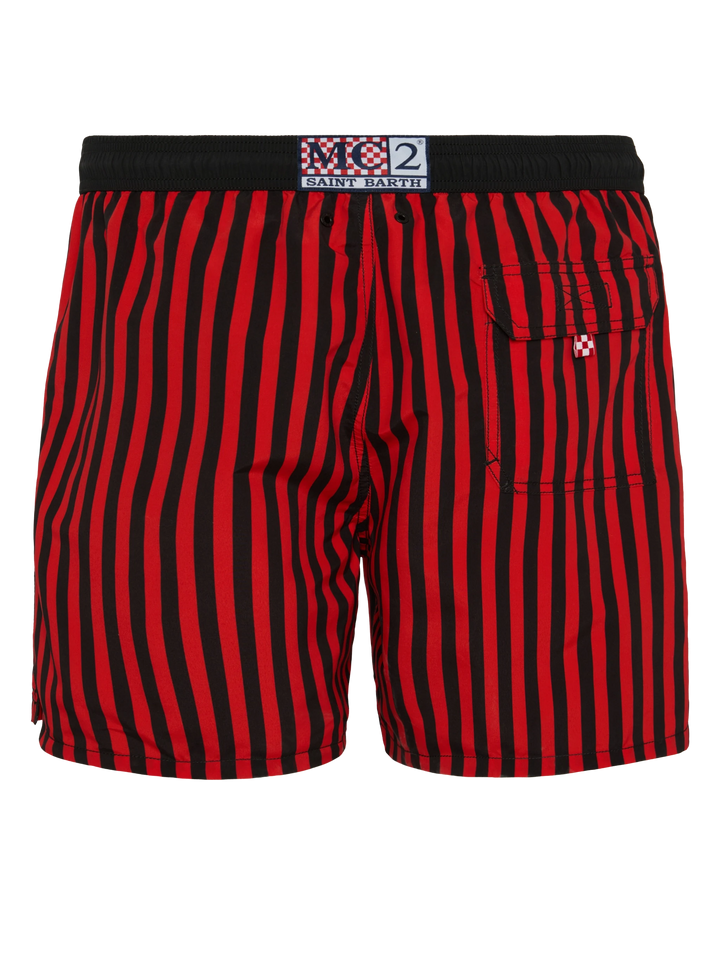 Mid-length Gustavia swim-shorts with Milan print | AC MILAN SPECIAL EDITION - MC2 Saint Barth