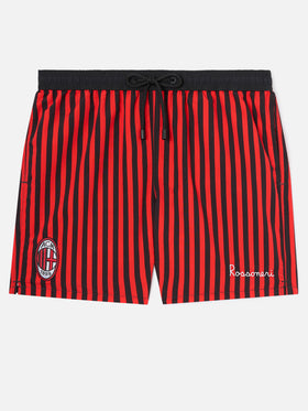 Gustavia rot gestreifte Badeshorts mit AC MILAN Patch und Rossoneri-Stickerei | AC MILAN SPECIAL EDITION 