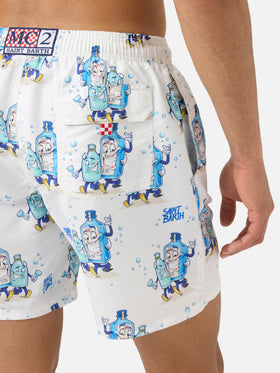 Gustavia swim shorts in white with Gino & Tony print | Special Edition