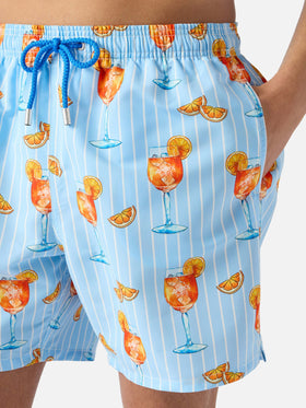 Costume mare Gustavia a righe con stampa cocktail | Special Edition