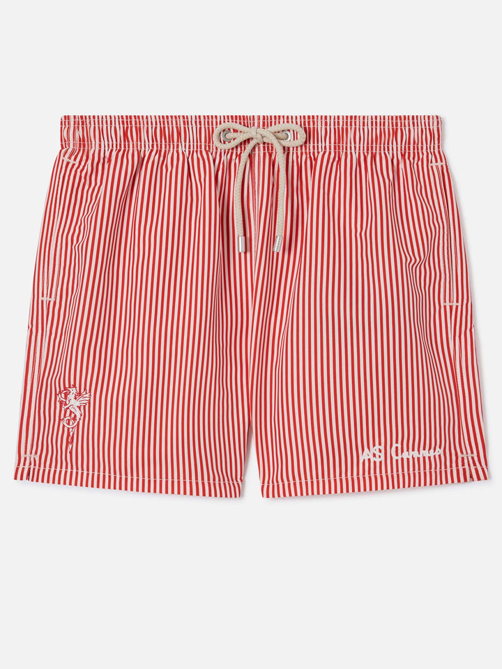 Costume mare Gustavia a righe rosse con ricamo AS Cannes | AS CANNES SPECIAL EDITION