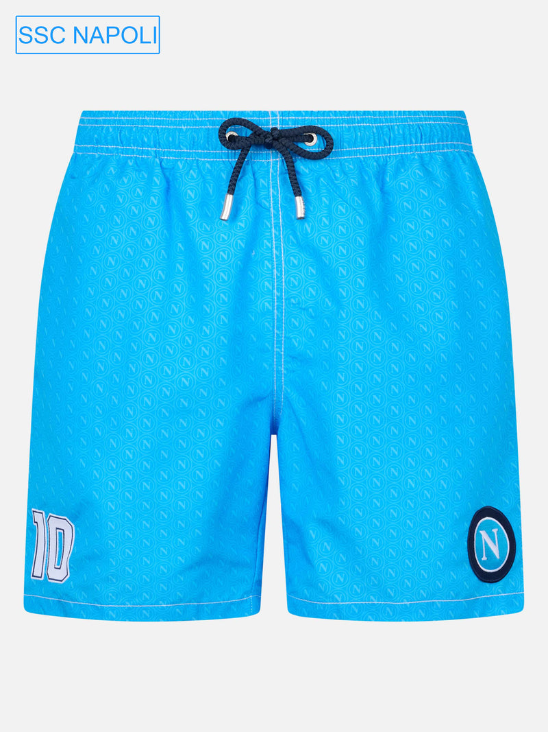 Man mid-length Gustavia swim-shorts with Napoli print | SSC NAPOLI SPECIAL EDITION