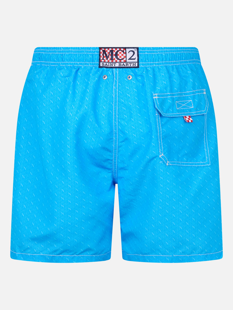 Man mid-length Gustavia swim-shorts with Napoli print | SSC NAPOLI SPECIAL EDITION