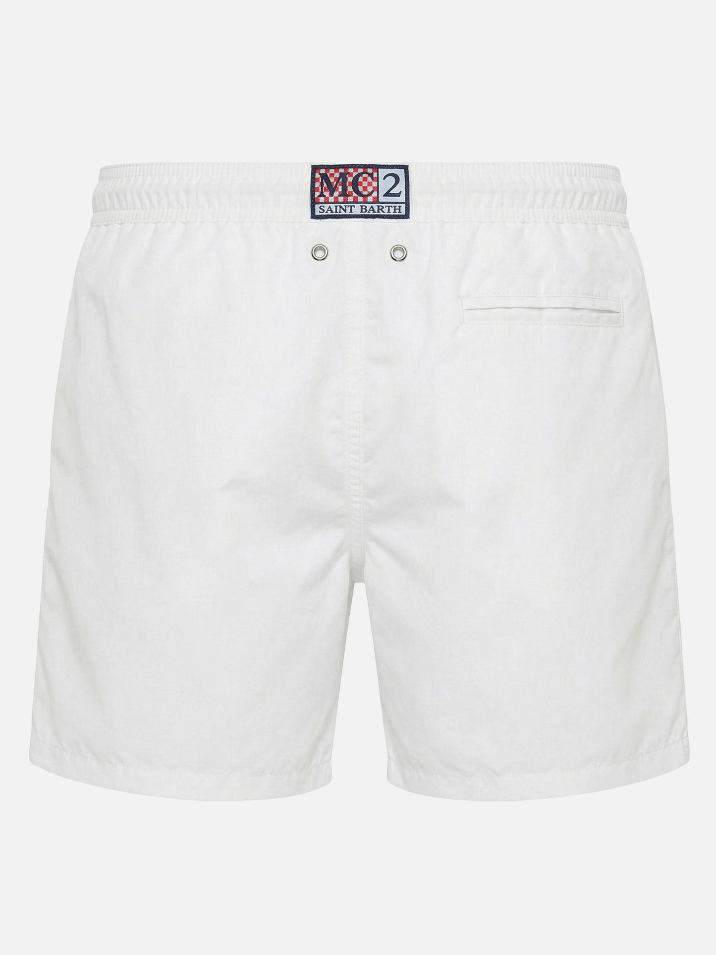Gustavia white swim shorts with Cigarette embroidery | Special Edition