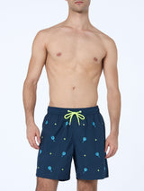 Man mid-length Gustavia swim shorts with padel embroidery