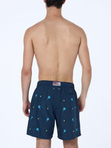 Man mid-length Gustavia swim shorts with padel embroidery