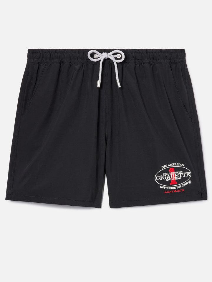 Short de bain noir Gustavia avec broderie Cigarette | CIGARETTE SPECIAL EDITION 