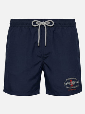 Gustavia blue swim shorts with Cigarette embroidery | Special Edition