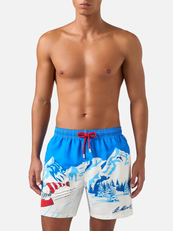 Light blue Gustavia swim shorts with Snoopy print | Special edition