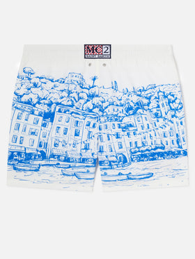 Costume Gustavia con stampa piazzata Portofino bianco