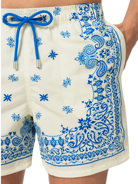 Mid-length Gustavia swim-shorts with bandanna placed print