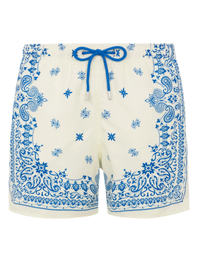 Mid-length Gustavia swim-shorts with bandanna placed print