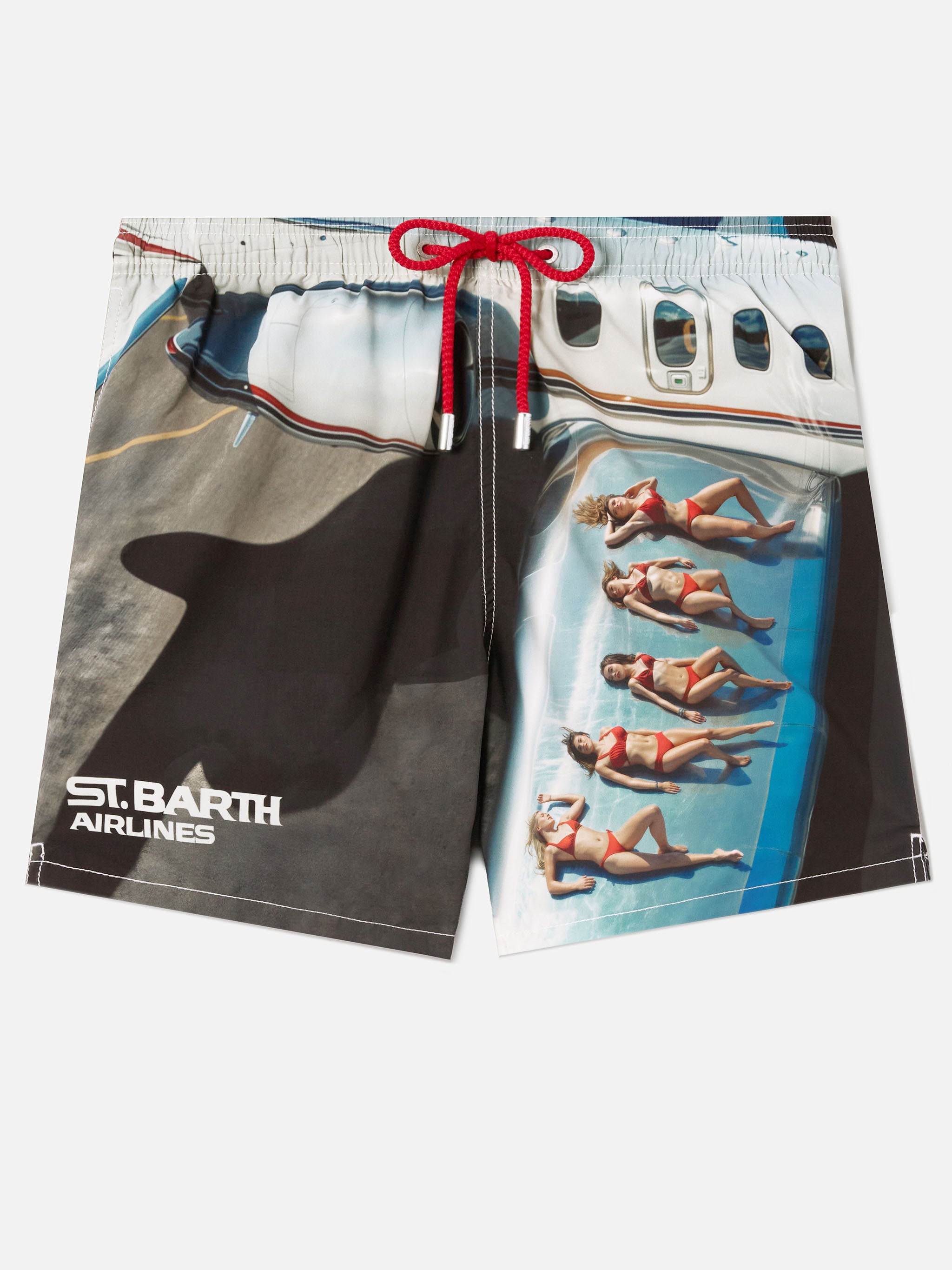 Gustavia swim shorts with St. Barth Airlines print | Special
