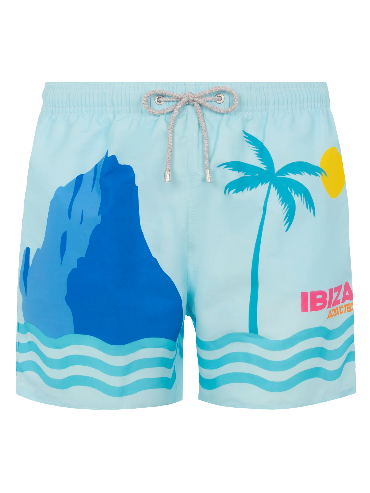 Costume mare lunghezza media Gustavia con stampa cartolina Ibiza