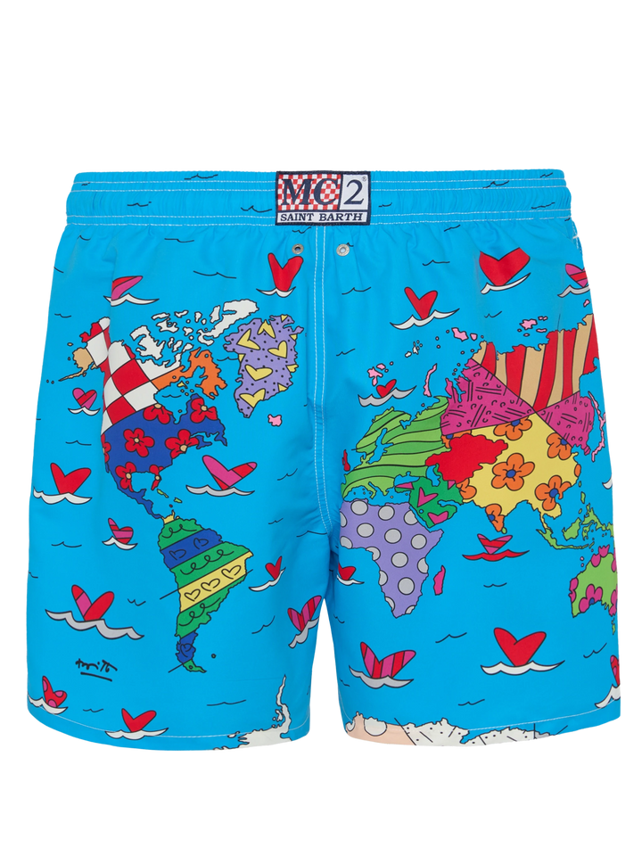 Mid-length Gustavia swim-shorts with Britto world placed print| BRITTO SPECIAL EDITION