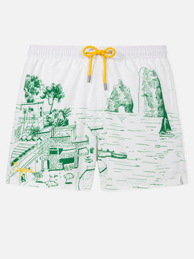 Bañador de largo medio Gustavia con estampado Faraglioni posicionado 