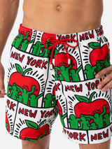 Mittellange Gustavia-Badeshorts für Herren mit platziertem Keith-Haring-Design| KEITH HARING SONDERAUSGABE