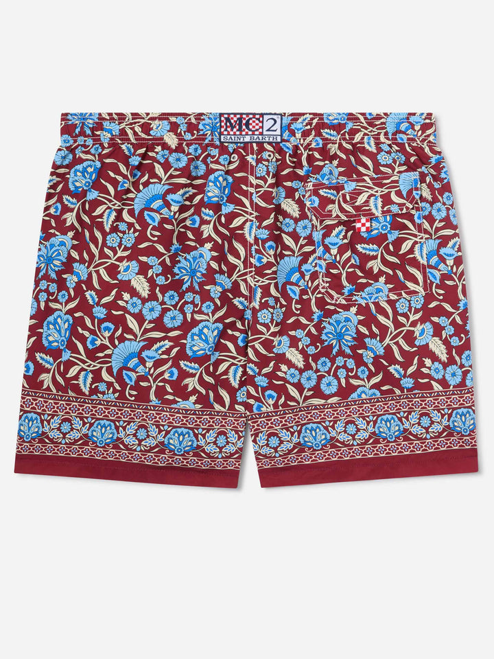 Short de bain Gustavia bordeaux à imprimé floral 