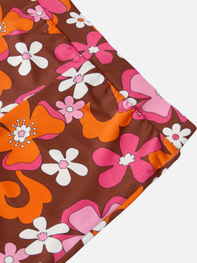 Pantaloni flare Gwenda Jr con stampa fiori retrò