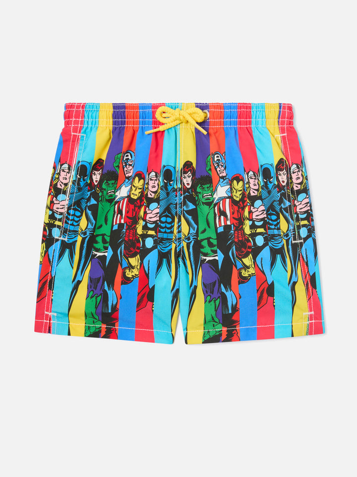 Boy mid-length Haiti swim-shorts with Marvel superheroes placed print  | MARVEL SPECIAL EDITION