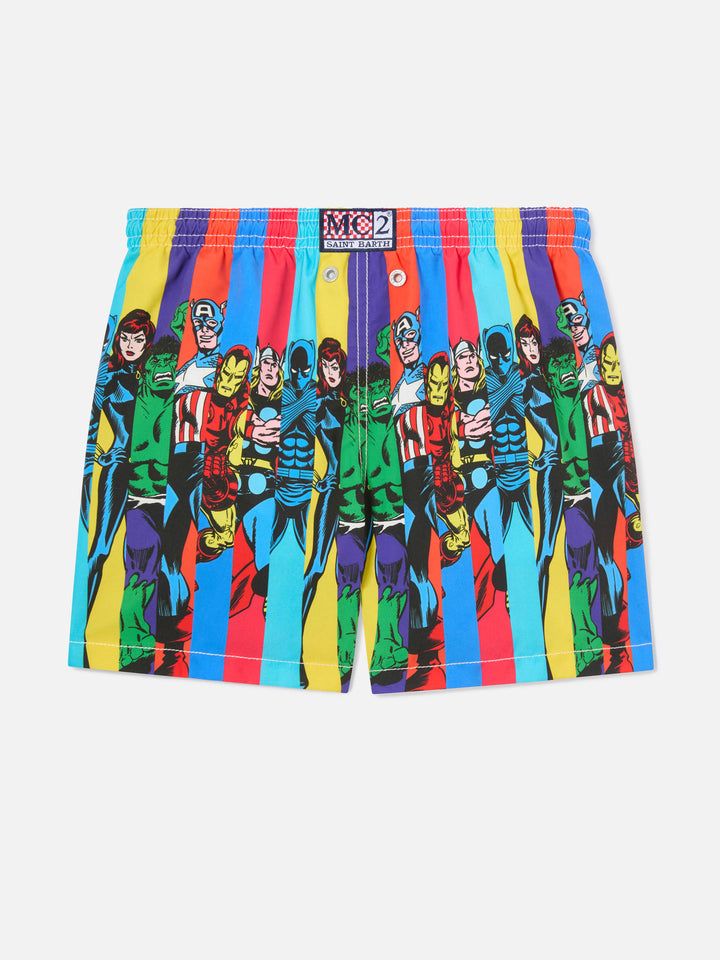 Boy mid-length Haiti swim-shorts with Marvel superheroes placed print  | MARVEL SPECIAL EDITION
