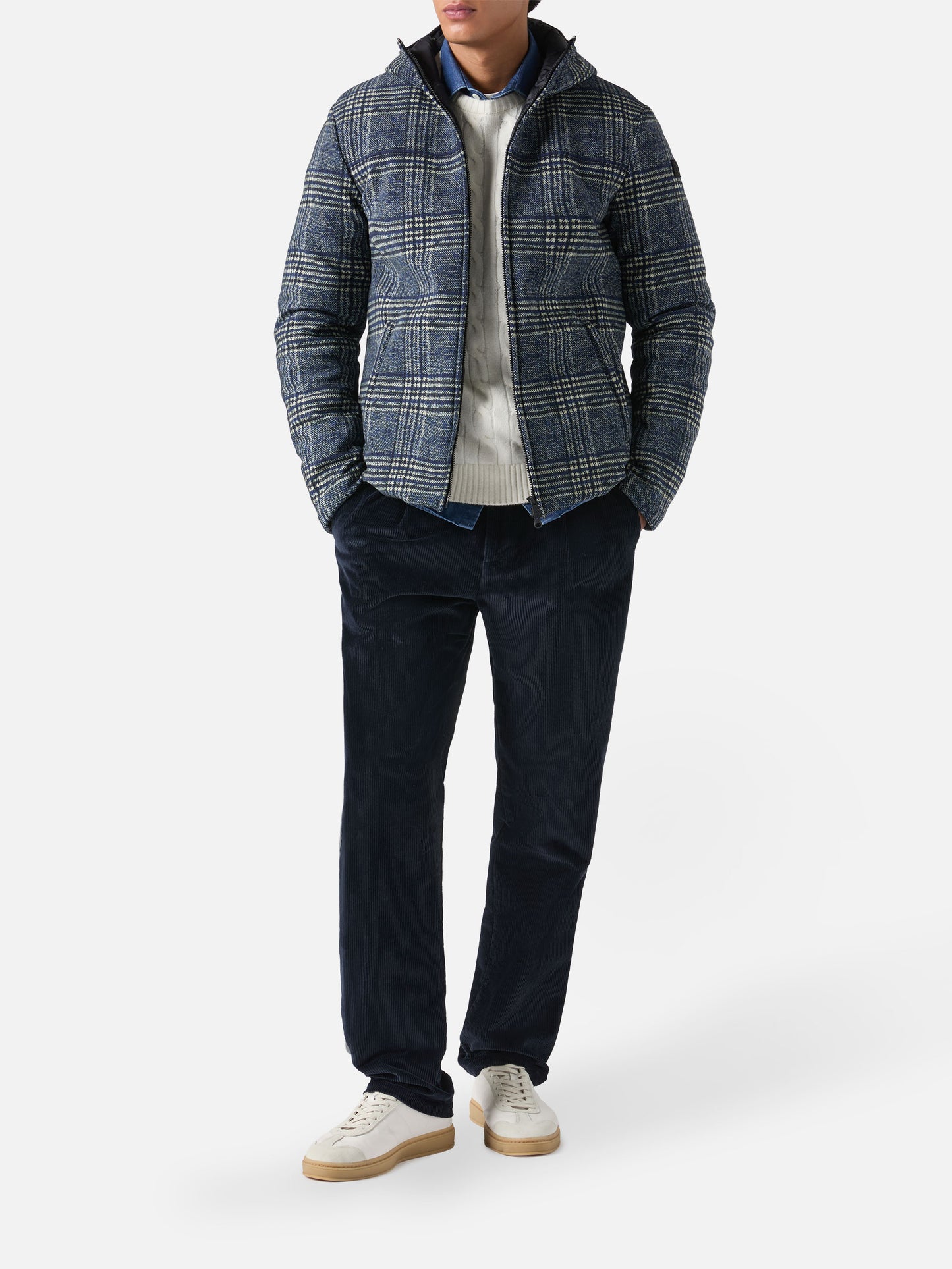 Down jacket Hamilton with Prince of  Wales print