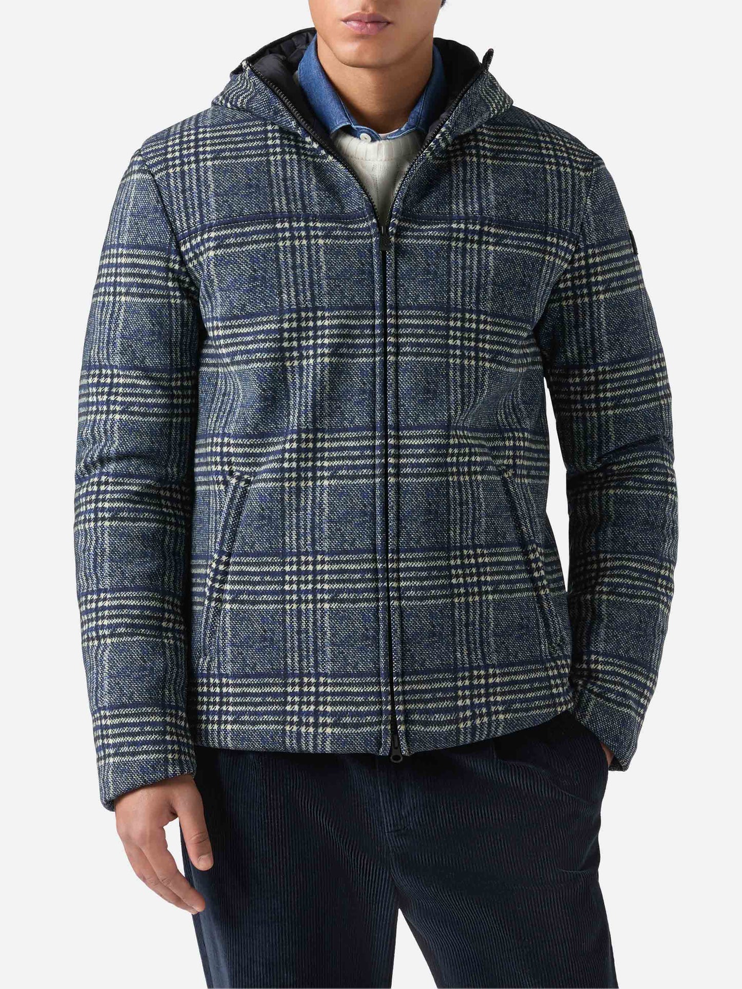 Down jacket Hamilton with Prince of  Wales print