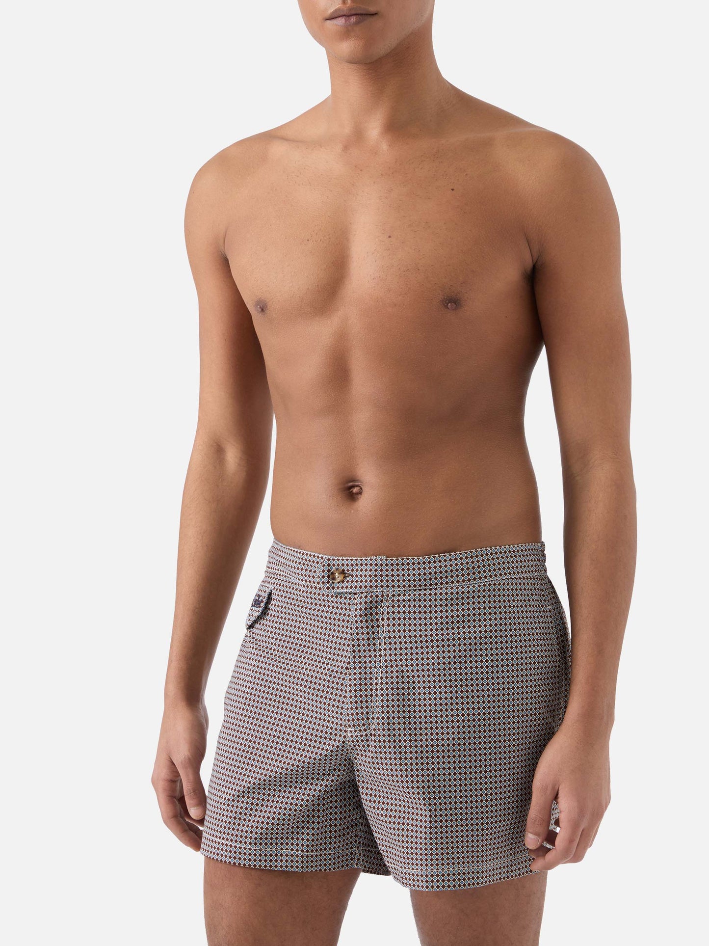 Harrys swim shorts with geometric print in brown