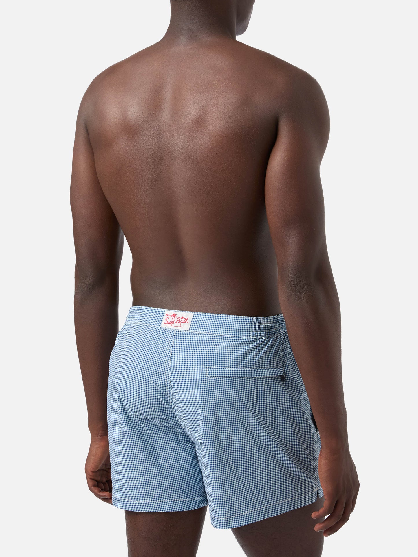 Harrys – figurbetont geschnittene Badeshorts mit Gingham-Print
